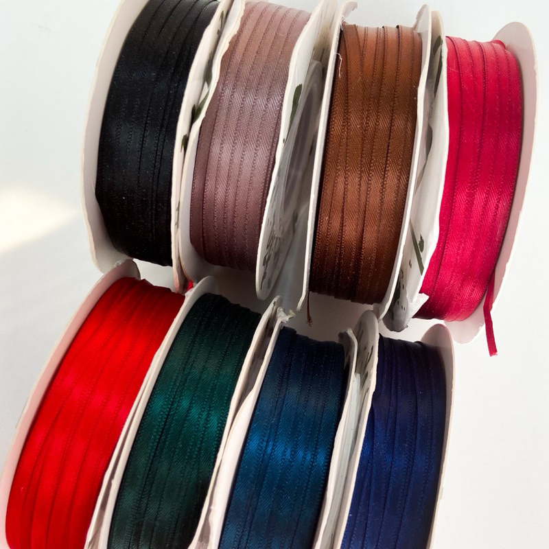 ♡  พร้อมส่ง | (5 หลา) Satin Ribbon โบว์ ริบบิ้น ซาติน ขนาด 3 mm / 0.3 cm