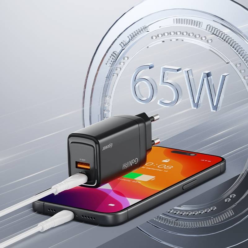 d-power Adapter GaN65W Super Fast Charger สีขาว รุ่น AG-66 หัวชาร์จเร็ว PD 65W 2 พอร์ต Type C/USB-A