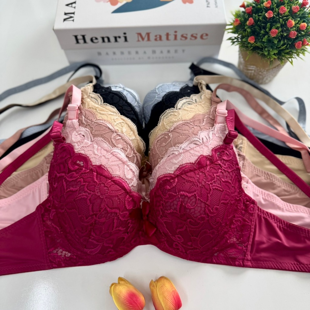 เสื้อในมีโครงคัพB/C ฟองบาง ผู้หญิง ลูกไม้ ฟองน้ำ Women Lady ไซส์ 36-42 สายถอดได้ ลายลูกไม้ 3 ตะขอ