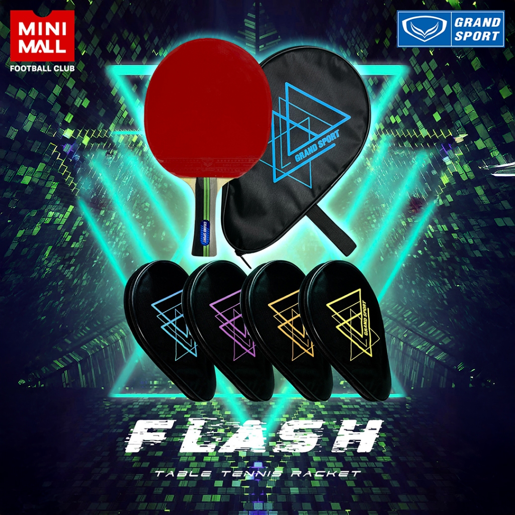 ไม้ปิงปองเดี่ยว GRAND SPORT รุ่น FlashFullcover รหัส 378275 หน้า-หลังทำด้วยยาง ด้านในหุ้มฟองน้ำ ด้ามจับทำจากไม้วีเนียร์