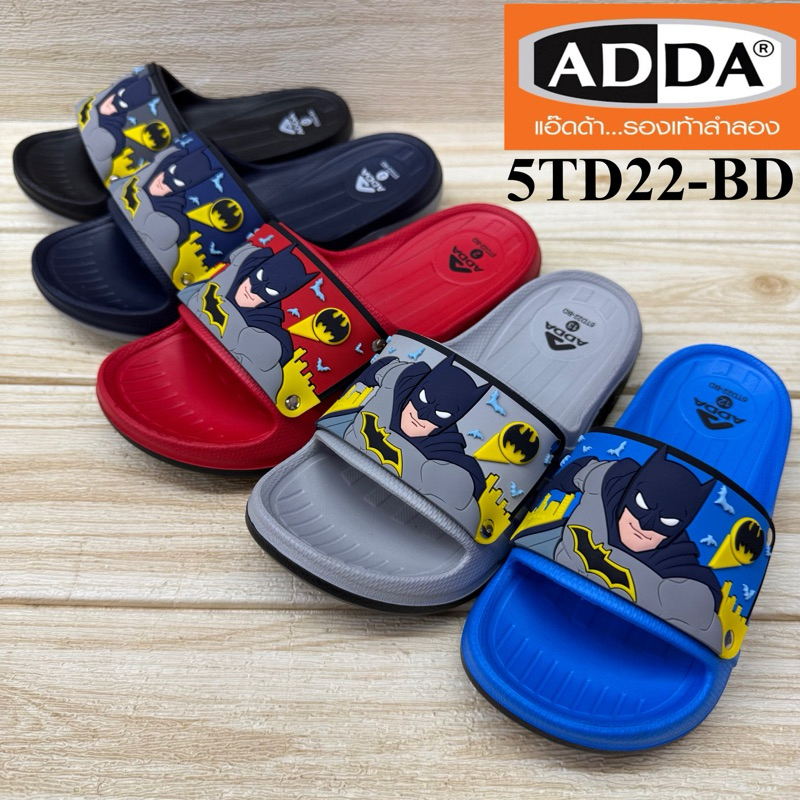 ADDA  5TD22 รองเท้าแตะสวมเด็ก Batman / ลายกัปตัน สีดำ/น้ำเงิน/แดง/เทาu