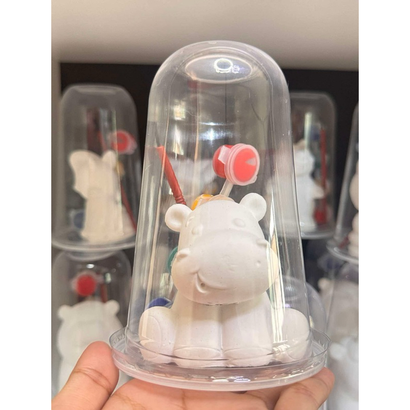 ตุ๊กตาระบายสีปูนปลาสเตอร์✔️<แบบแก้ว >พร้อมสี และ พู่กัน ‼️คละแบบ ‼️คละลาย