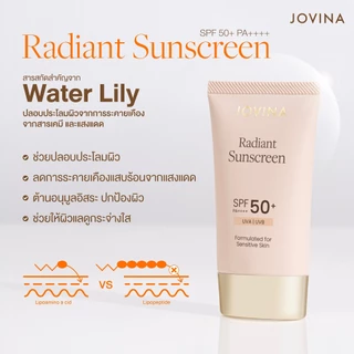 ครีมกันแดด Jovina Radiant Sunscreen SPF 50+ PA++++ ปกป้องผิวจากแสงแดดและฝุ่น PM2.5 ขนาด 30ml