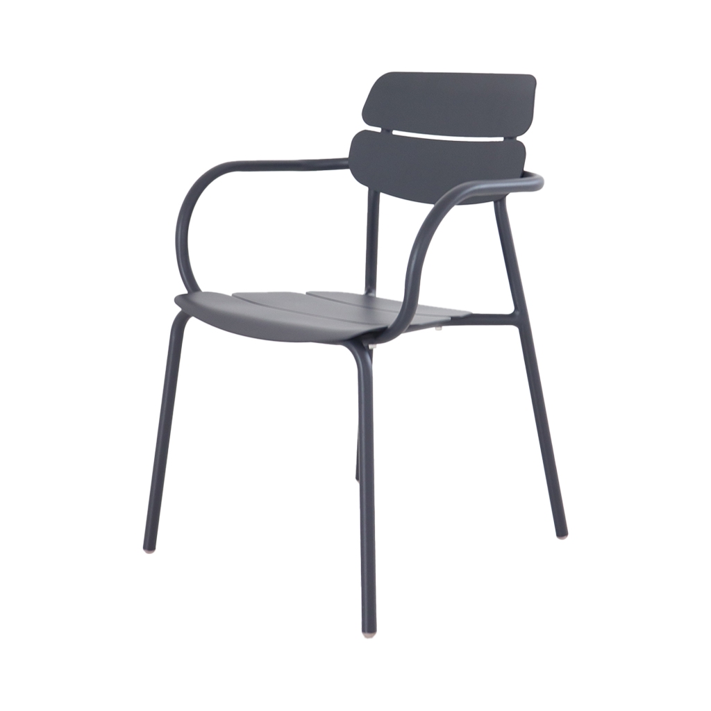 เก้าอี้สนามอะลูมิเนียม มีที่ท้าวแขน FONTE รุ่น BML221053 สีเทาเข้ม