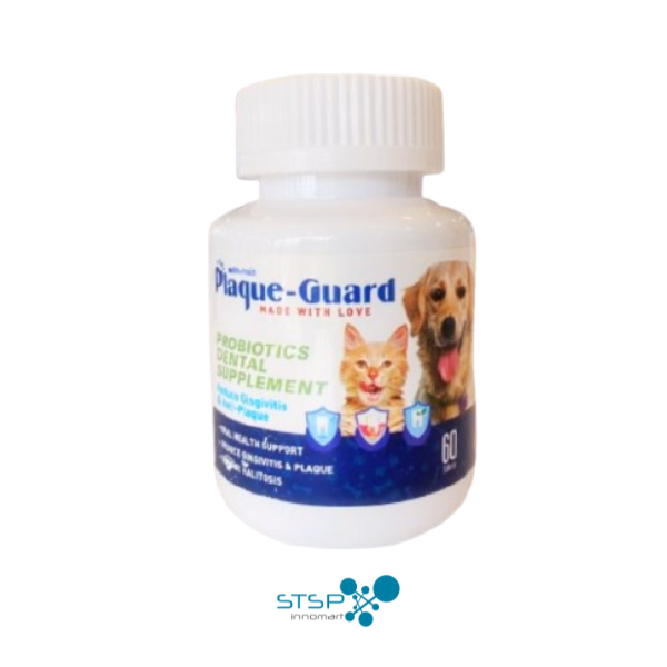Plaque-Guard Probiotics Dental Supplement ขนมน้องหมา ลดหินปูน ลดกลิ่นปาก พลัคการ์ด บรรจุ 60 เม็ด