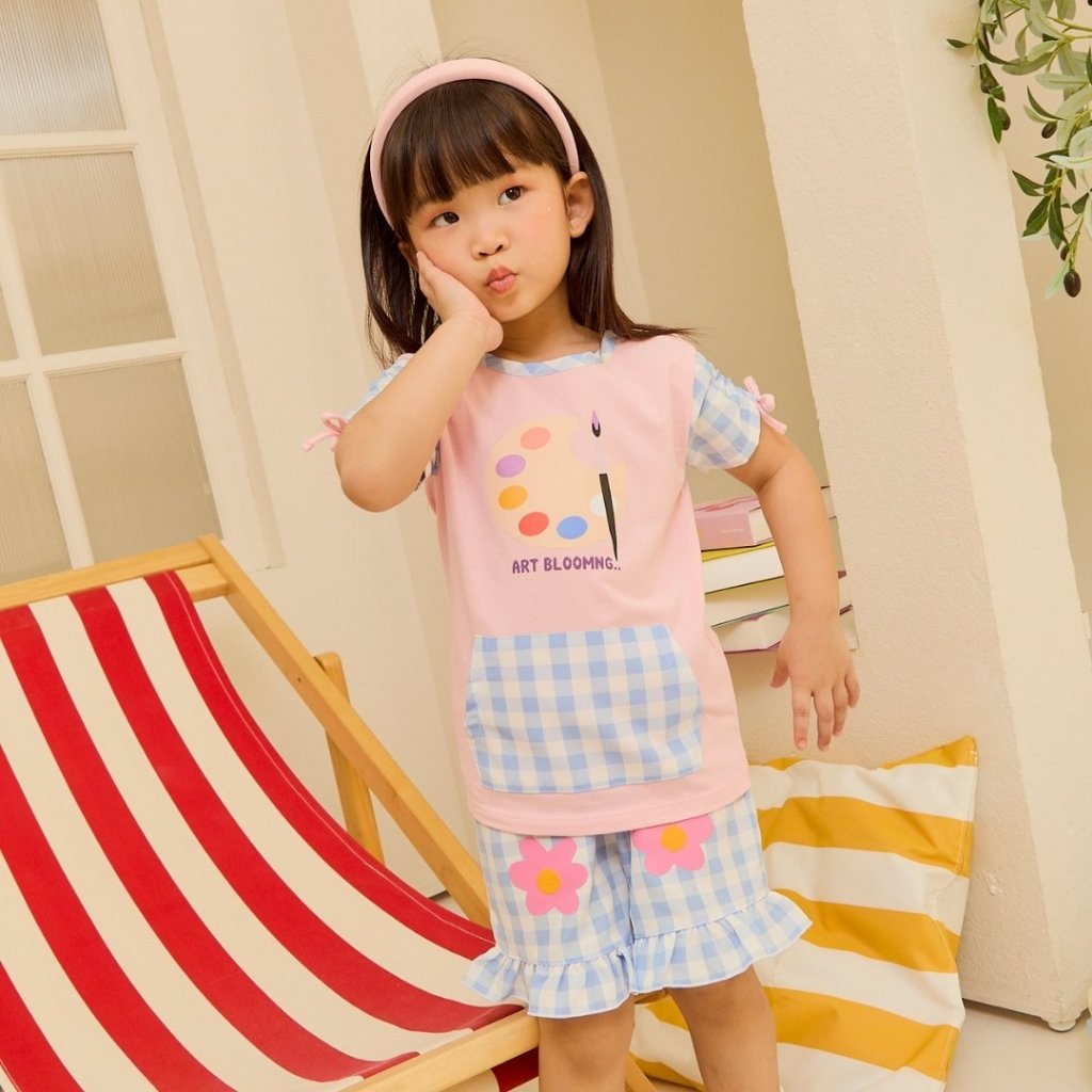 e'clat เสื้อเด็ก เสื้อยืด คอกลม เชือกรูดปลายแขน เด็กผู้หญิง 1-6ปี ผ้าcotton100% ผ้ายืด ใส่สบาย 8079