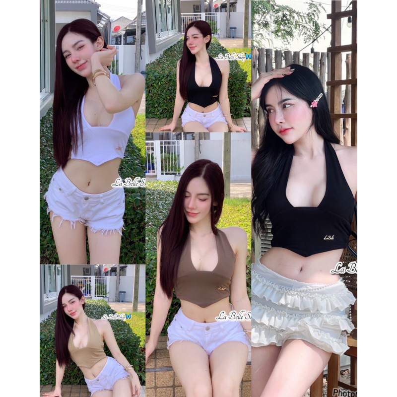 💸ร้านบุกบุ๊ยยย💸ครอปค้องคอ ชายแหลม  ผ้าเย็บ2 ชั่นทั้งตัว  แต่งอะไหล่เหล็ก  (FF20)