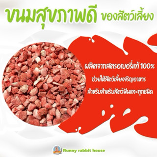 สตรอเบอร์รี่หั่นเต๋าอบแห้ง ขนมเสริมวิตามินสำหรับสัตว์เลี้ยงฟ…
