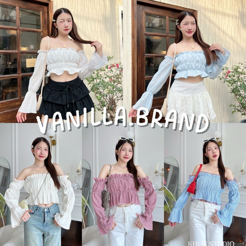 เสื้อปาดไหล่แต่งจั๊ม -ttm / VB0383