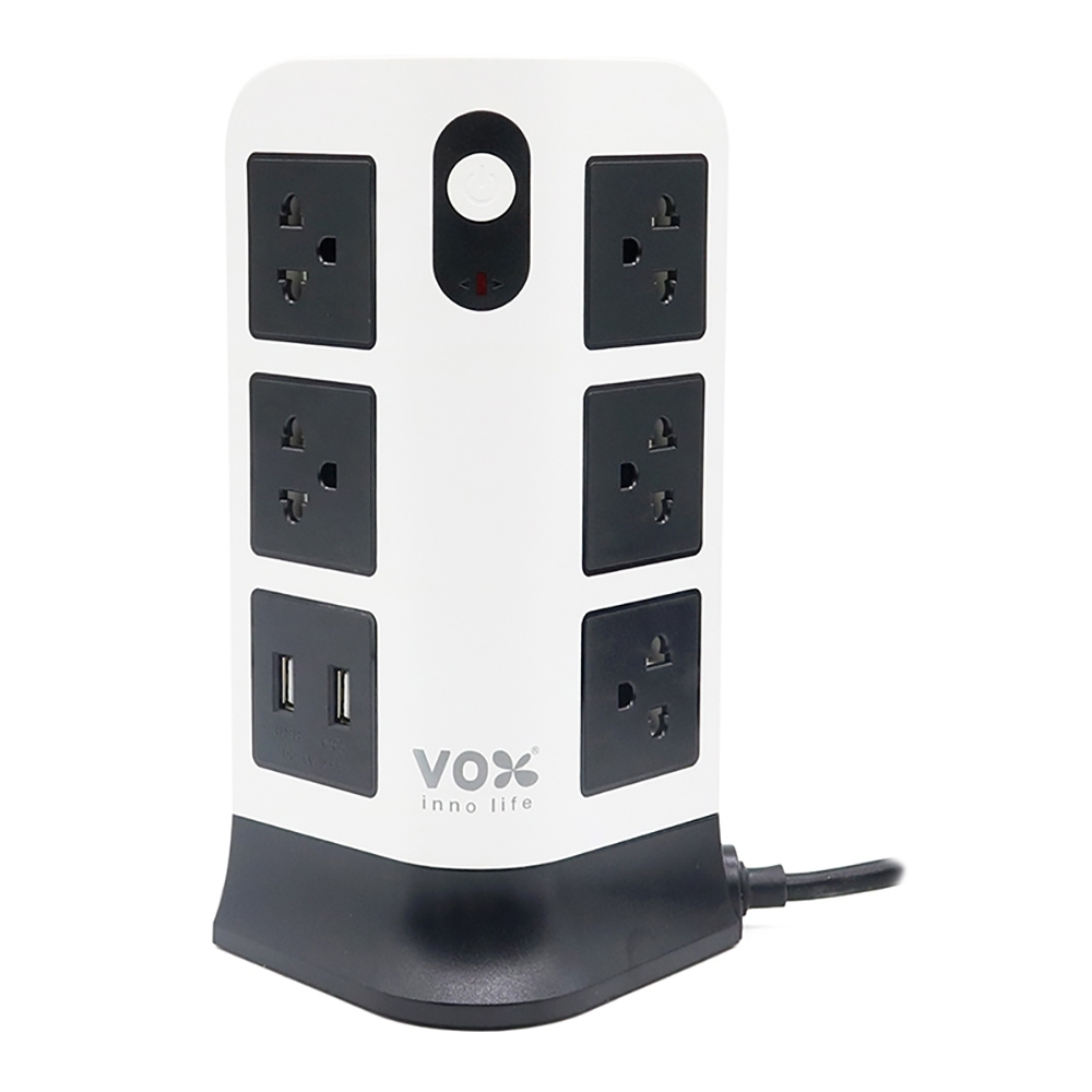 ปลั๊กไฟทาวเวอร์ 2USB F5ST3-VS1-TA221 รุ่นTW-2112U  3m. สีดำ/ขาว VOX