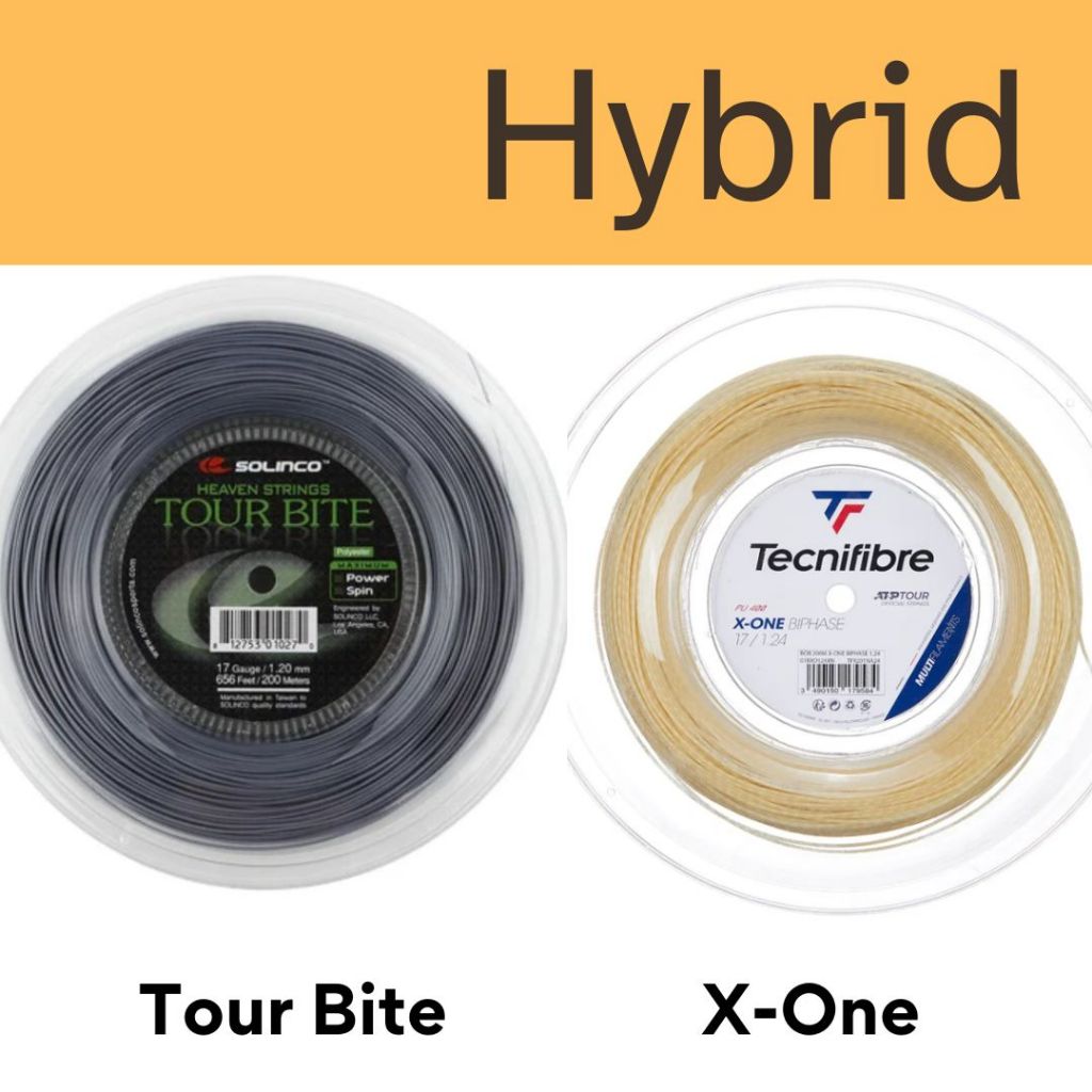 เอ็นเทนนิสไฮบริด Solinco Tour Bite / Tecnifibre X-One Biphase (ตัดแบ่ง)