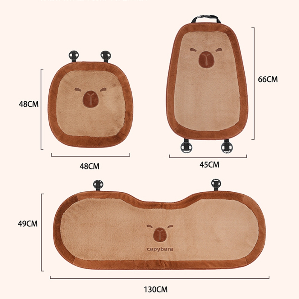 Capybara พนักพิงศีรษะรถยนต์, การ์ตูน Comfort Car Seat ตกแต่ง, ตกแต่งภายในรถตุ๊กตาน่ารักสีน้ําตาล เบาะรองนั่งเบาะหลัง - รูปที่ 3