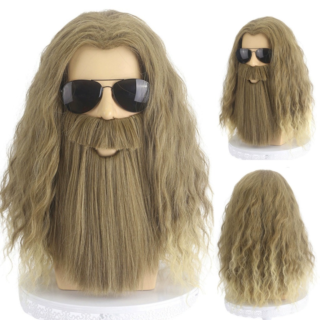 Thor wig and golden brown beard วิกผม Thor และเคราสีน้ำตาลทอง