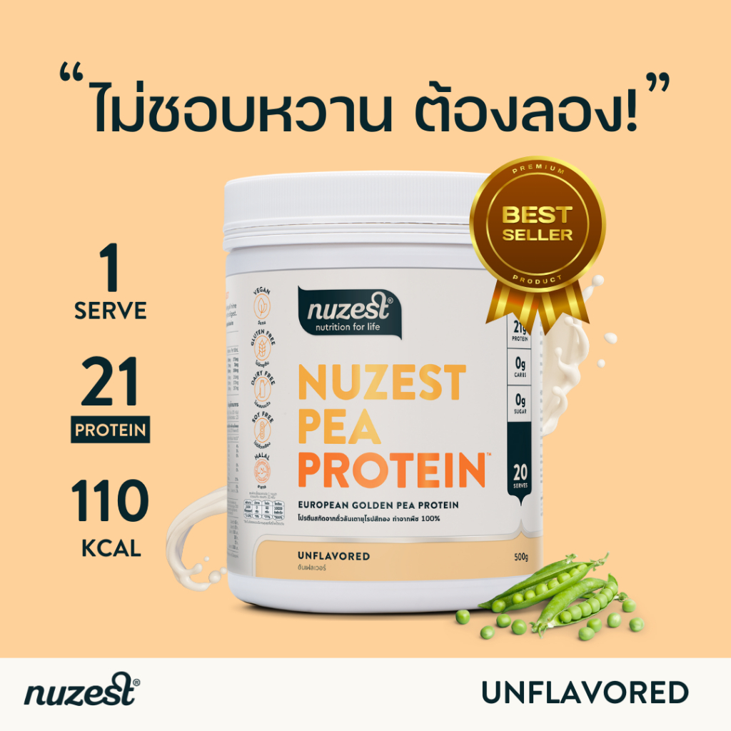 โปรตีนพืช Plant protein Nuzest โปรตีนคุณหนูดี จากถั่วลันเตา ช่วยลดน้ำหนัก ผู้สูงอายุ คนท้อง เพิ่มกล้ามเนื้อ ชงดื่ม UNFV