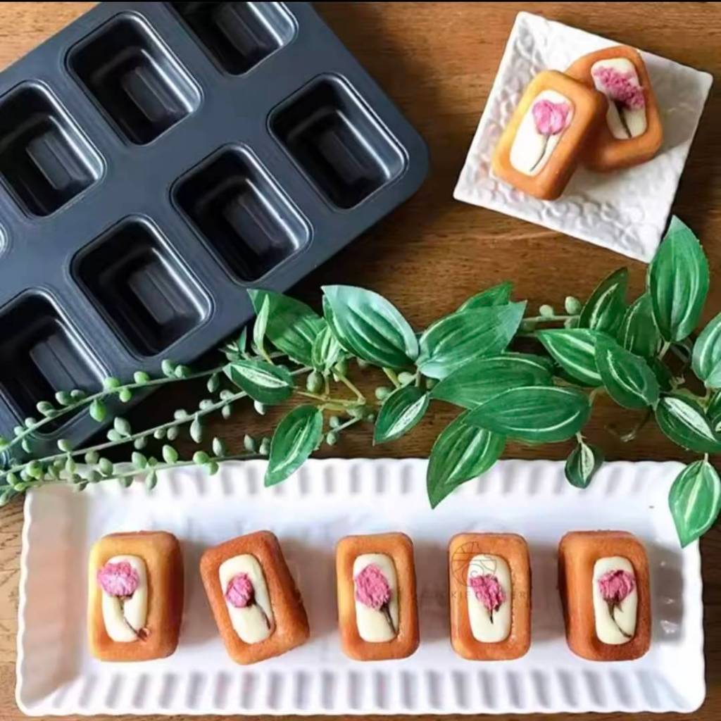 พิมพ์อบเค้ก บิสกิตคุกกี้ พิมพ์อบขนมฟินองเซีย (Rect Financier Madeleine) 10 ช่อง เคลือบ Non-stick สีดำ