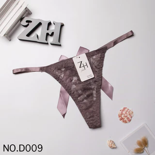 ZH.D009กางเกงชั้นในผู้หญิงลูกไม้จีสตริงหลังโบว์ บิกินี่ลูกไม้เอวต่ำ G-String