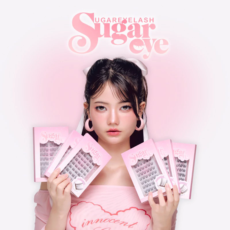 ขนตาปลอม กาวในตัว ขนตาแบรนด์sugar eye กาวเจลลี่ + แถมฟรีที่หนีบ (1กล่องมี10คู่ 60ช่อ)