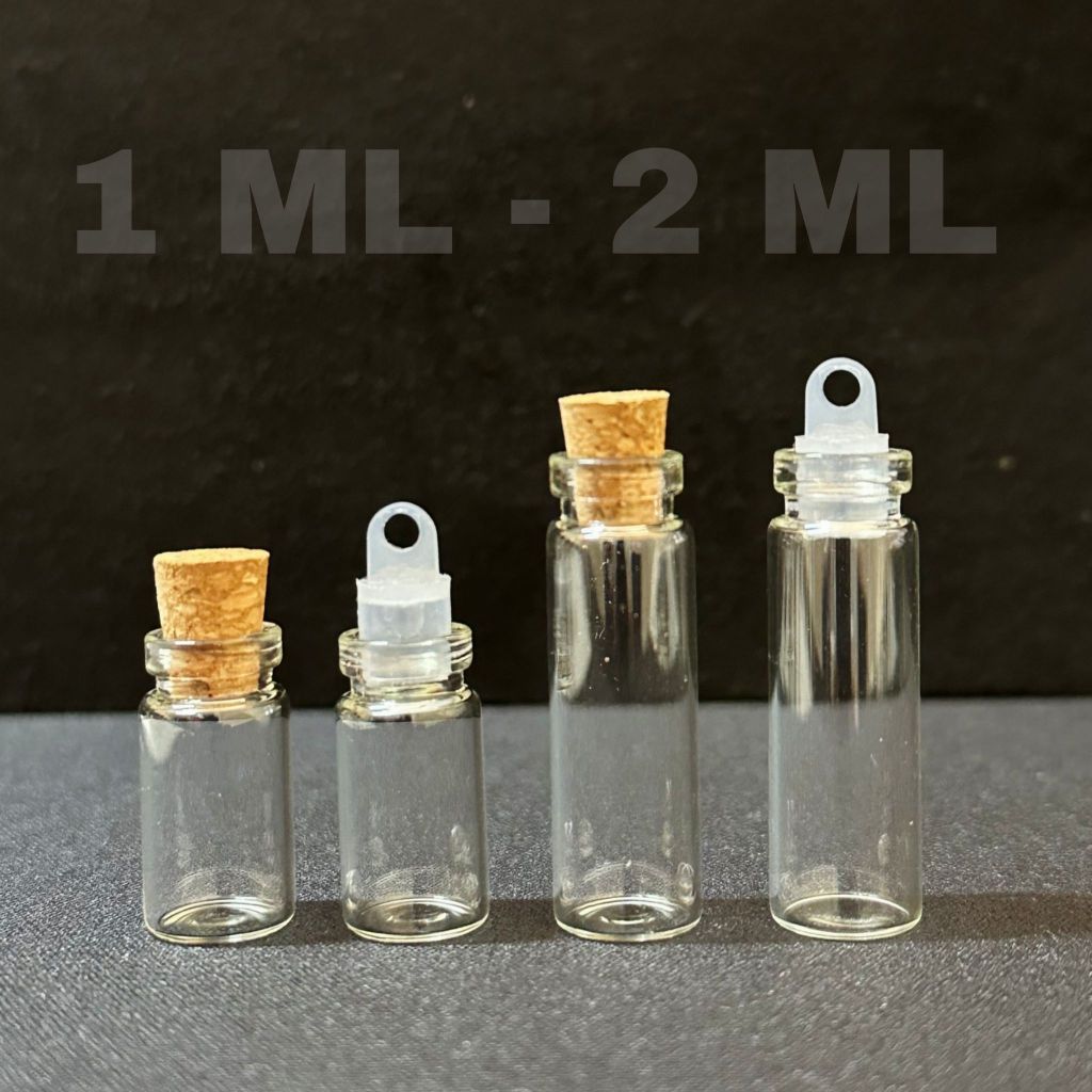 พร้อมส่งทันที ขวดแก้วจิ๋ว ฝาก๊อก จุกไม้คอร์ก จุกยาง เลือกได้ ขนาด1ml 2ml (ราคาต่อชิ้น)