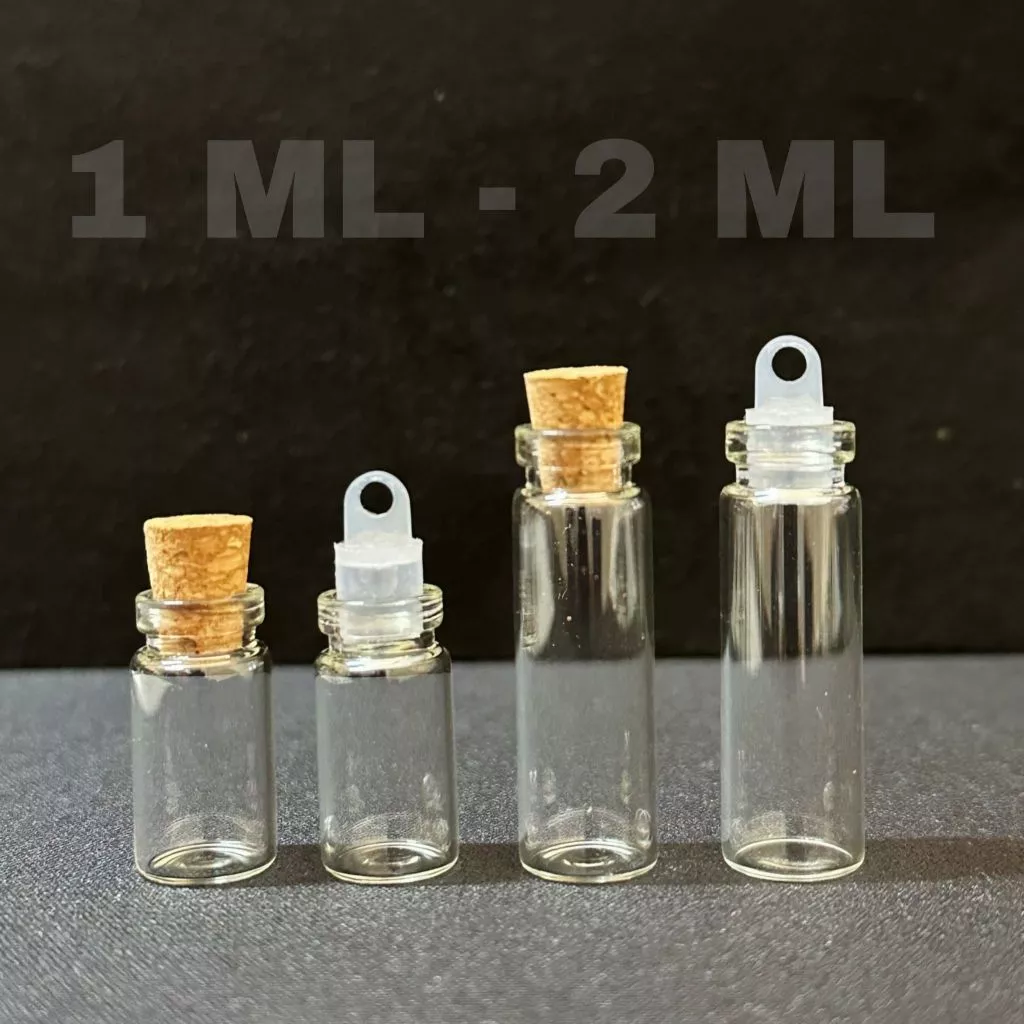 พร้อมส่งทันที ขวดแก้วจิ๋ว ฝาก๊อก จุกไม้คอร์ก จุกยาง เลือกได้ ขนาด1ml 2ml (ราคาต่อชิ้น)