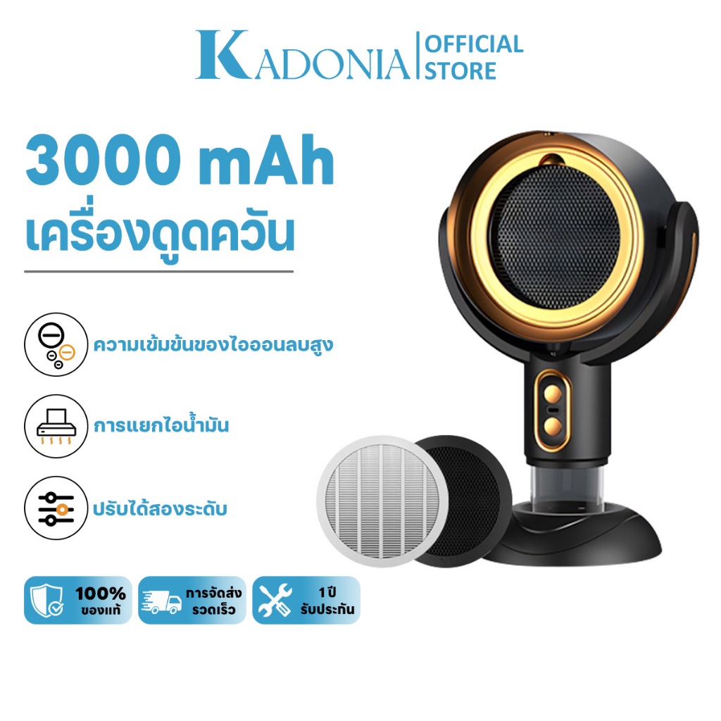 KADONIA เครื่องดูดควันไฟฟ้าแบบพกพา ที่ดูดควันพกพา ชาร์จ USB พร้อมตัวกรอง เหมาะสำหรับการตั้งแคมป์และป