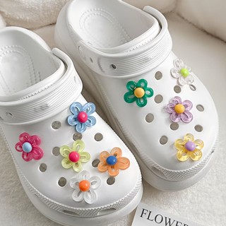 จิบิติดรองเท้า รูปดอกไม้แบบกลวง สีโปร่งใส อุปกรณ์เสริม สําหร…