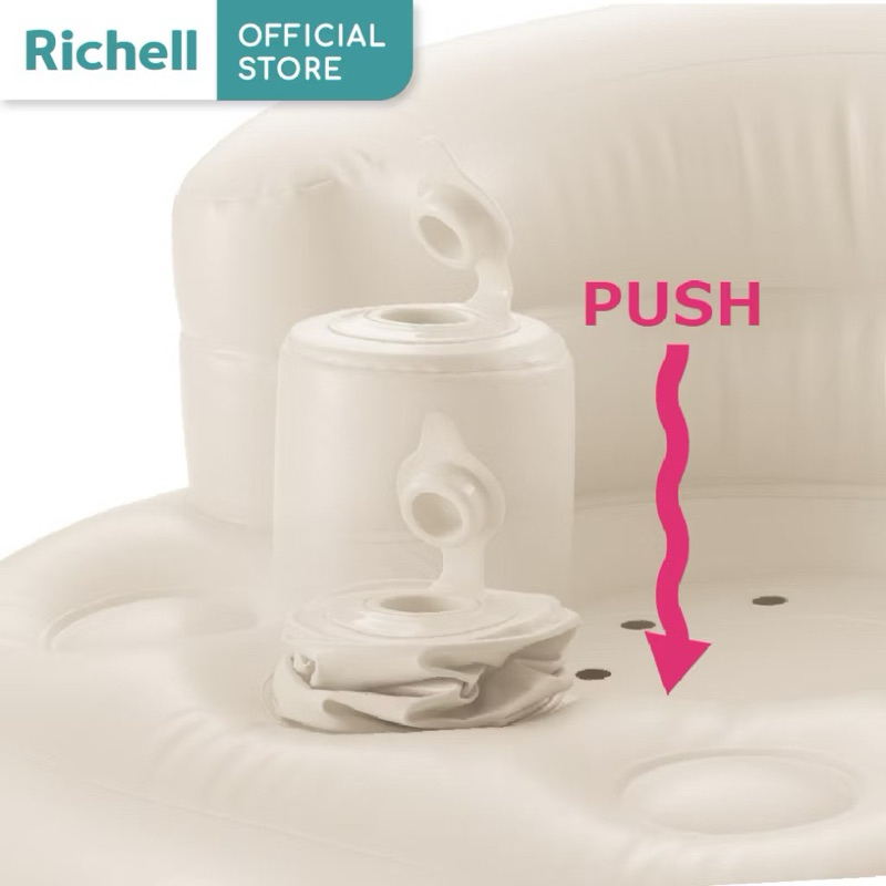 Richell (ริเชล) เก้าอี้ฝึกหัดนั่งแบบลอยน้ำได้ รุ่นใหม่ เก้าอี้ปั๊มลมได้ในตัว Airy Chair Green