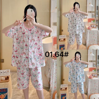 พร้อมส่ง!!!ชุดนอนกางเกงขาสั้น กระดุมผ่าหน้า Big size หลากสี