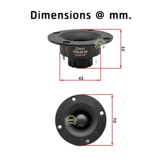 Tweeter Speaker Kane Italia25 3 นิ้ว 4 ohm 50 W Soft Dome Neodymiun ทวิตเตอร์ ดอกเสียงแหลม ลำโพงแหลม ลำโพงเสียงแหลม