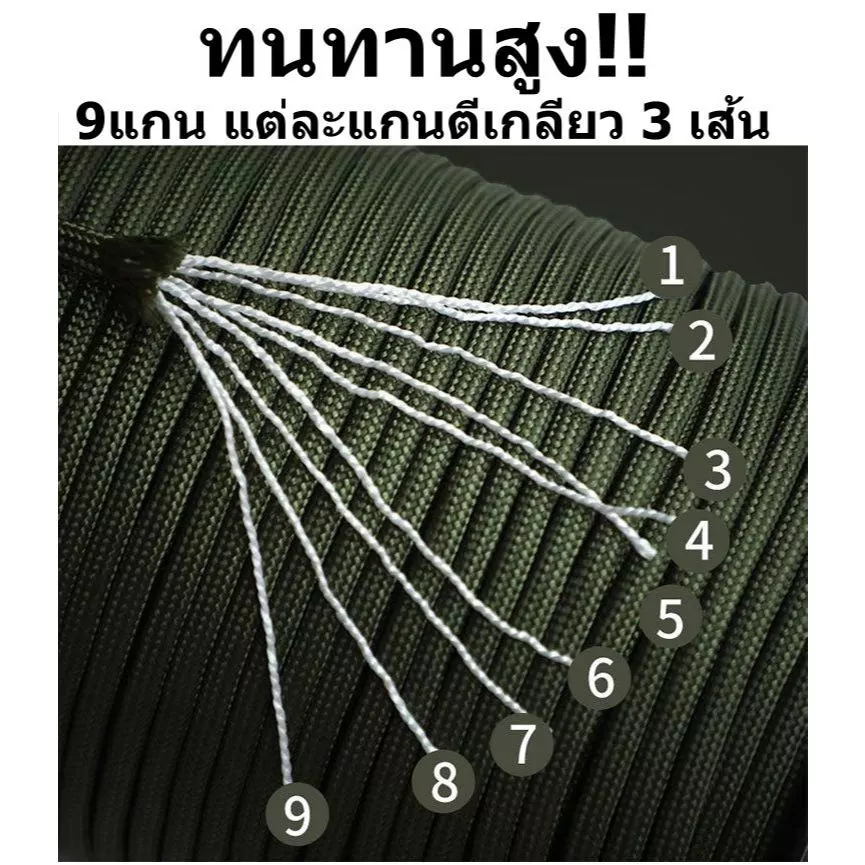 เชือกพาราคอร์ด PARACORD 550 4 mm 9 แกน อเนกประสงค์ thumbnail 5