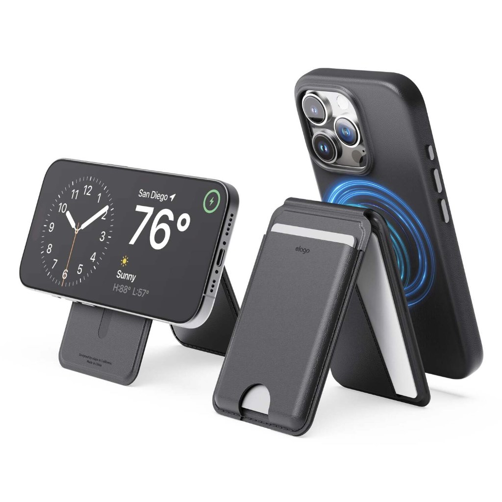 elago Magnetic Leather Pocket Card Holder MagSafe Wallet (Stand Type) กระเป๋าใส่การ์ด 5 ใบ หนังพิเศษ