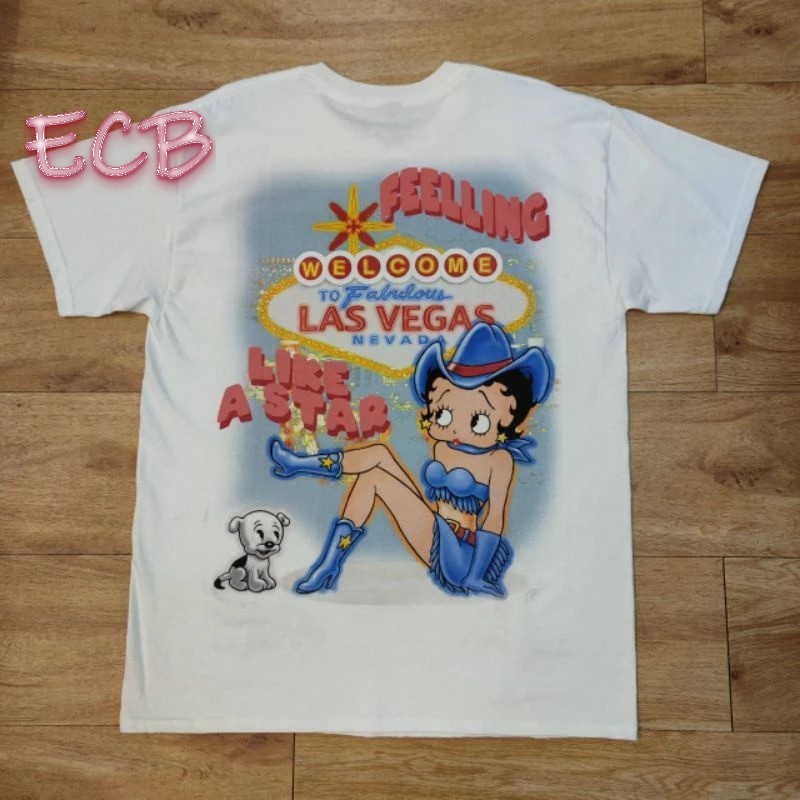 Betty Boop DTG digital printer (direct to garment) เบ็ตตี้ บูฟ ลายการ์ตูนS-3XL ECB