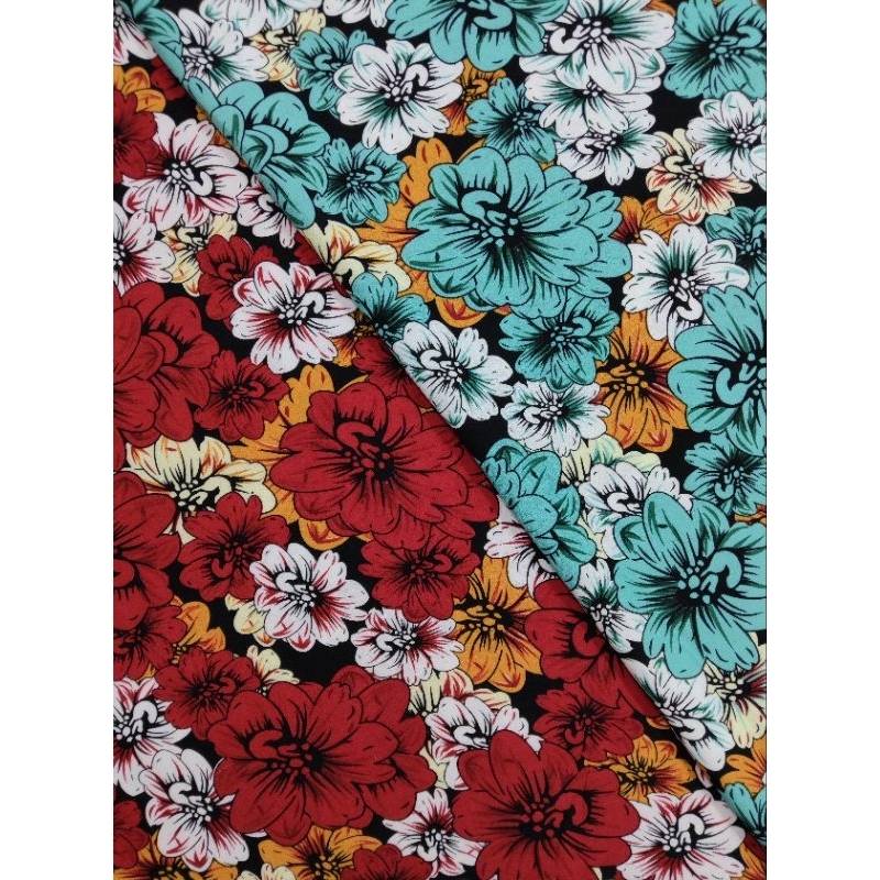ผ้าสปัน ผ้าแมมเบิร์ต เนื้อนิ่มมาก ลาย Dahlia ชุด 2 สี รูปที่ 8