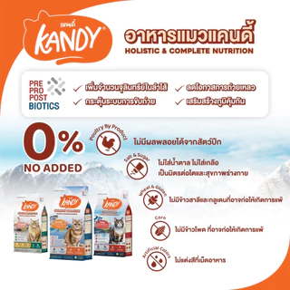 Kandy อาหารแมวแคนดี้ ขนาด 1.5 Kg. บำรุงขนและผิวหนัง ไม่มีส่วนผสมของข้าวโพด ไม่มีกลูเตน สำหรับแมวทุกช่วงวัย ขนาด 1.5 Kg.