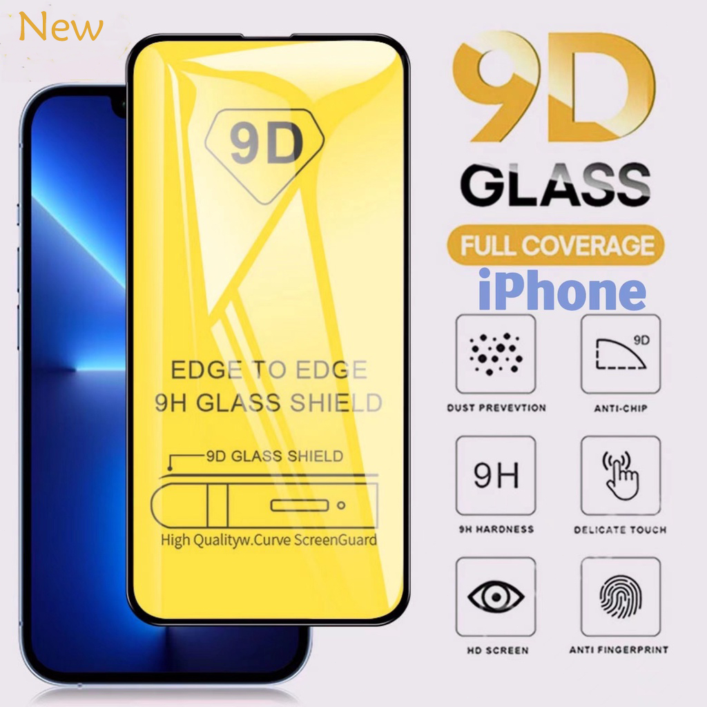 ฟิล์มกระจกนิรภัยนำไปใช้กับ iPhone 11 6 7 plus 13 16 Pro Max 15 14 Plus 13 12 11 XS XR 8  6s SE แบบเต็มจอ 9D กาวเต็มแผ่น