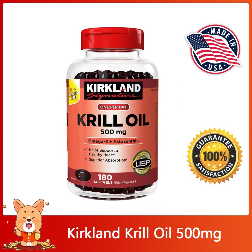 (Exp.01/2027)Kirkland Signature Krill Oil 500 mg 180 Softgels