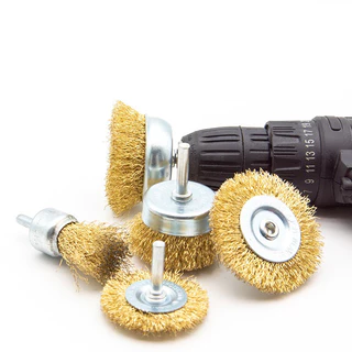 แปรงลวดขัดสนิมทองเหลือง Wire Brush 5 ตัวชุด