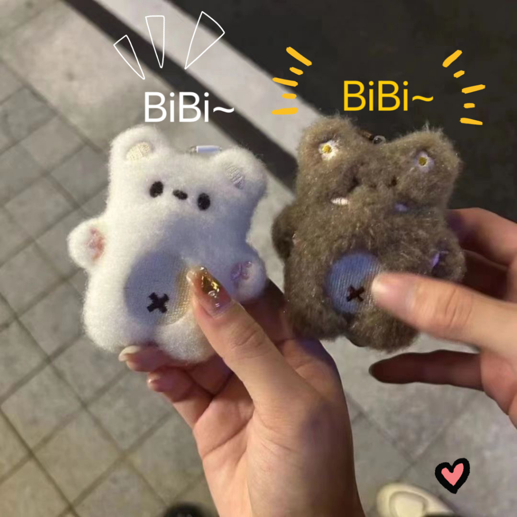 😘พวงกุญแจจี้ตุ๊กตาพวงกุญแจตุ๊กตาหมีน่ารักจี้ตุ๊กตาที่ดังกริ่งสําหรับกระเป๋าเป้สะพายหลัง กุญแจ ตกแต่งรถของขวัญ