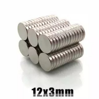 10ชิ้น แม่เหล็กแรงสูง 12x3มิล กลมแบน 12*3มิล แม่เหล็ก Magnet Neodymium 12x3mm แม่เหล็กแรงดูดสูง 12*3mm ติดแน่น