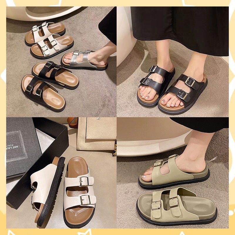 Tnicoo  พร้อมส่ง รองเท้าเเฟชั่นเกาหลี ดีไซน์มินิมอล ทรงสวยไม่มีซํ้า เอาอยู่ทุกลุคงานเบาสบาย ราคาถูกๆ เเต่งหัวเข็มขัด ก