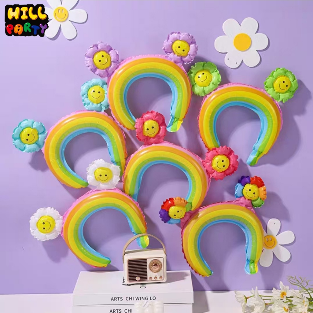 ลูกโป่ง ลายดอกเดซี่ อุปกรณ์ประกอบฉาก ตกแต่งปาร์ตี้ ของเล่นเด็กอนุบาล Rainbow