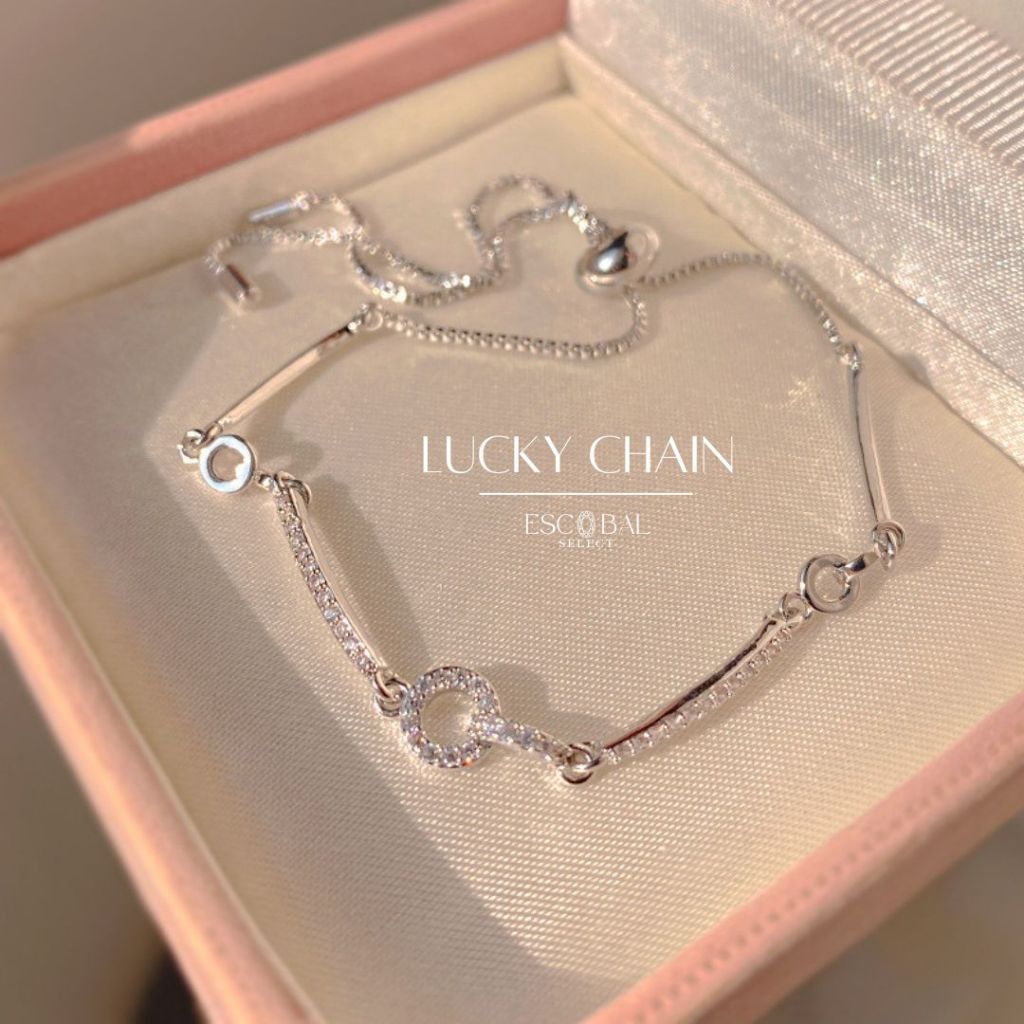ESCOBAL✨สร้อยข้อมือเงิน Lucky Chain กำไลแฟชั่น กำไลข้อมือเงิน กำไลแฟชั่น สร้อยข้อมือรูด ของขวัญ