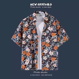 ⚡พร้อมส่ง⚡ เสื้อสงกรานต์ลายดอกไม้ เสื้อฮาวายคอปก ใส่ได้ทั้งหญิงและชาย ผ้าสปันนิ่ม ใส่สบายไม่ร้อน[ 🔥 จัดส่งไว🔥 ]