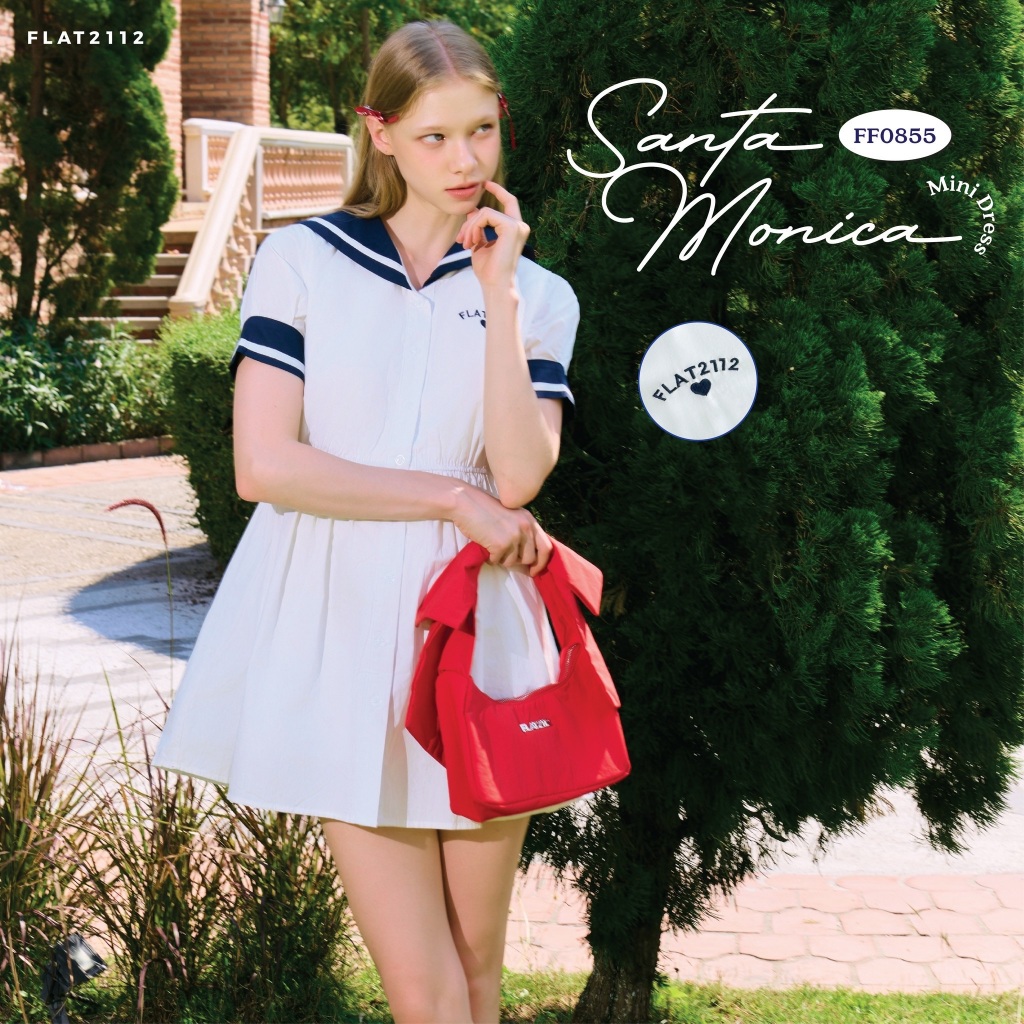 FLAT2112 FF0855 : SANTA MONICA MINI DRESS มินิเดรสปกกะลาสี เดรสสั้น เดรสออกงาน