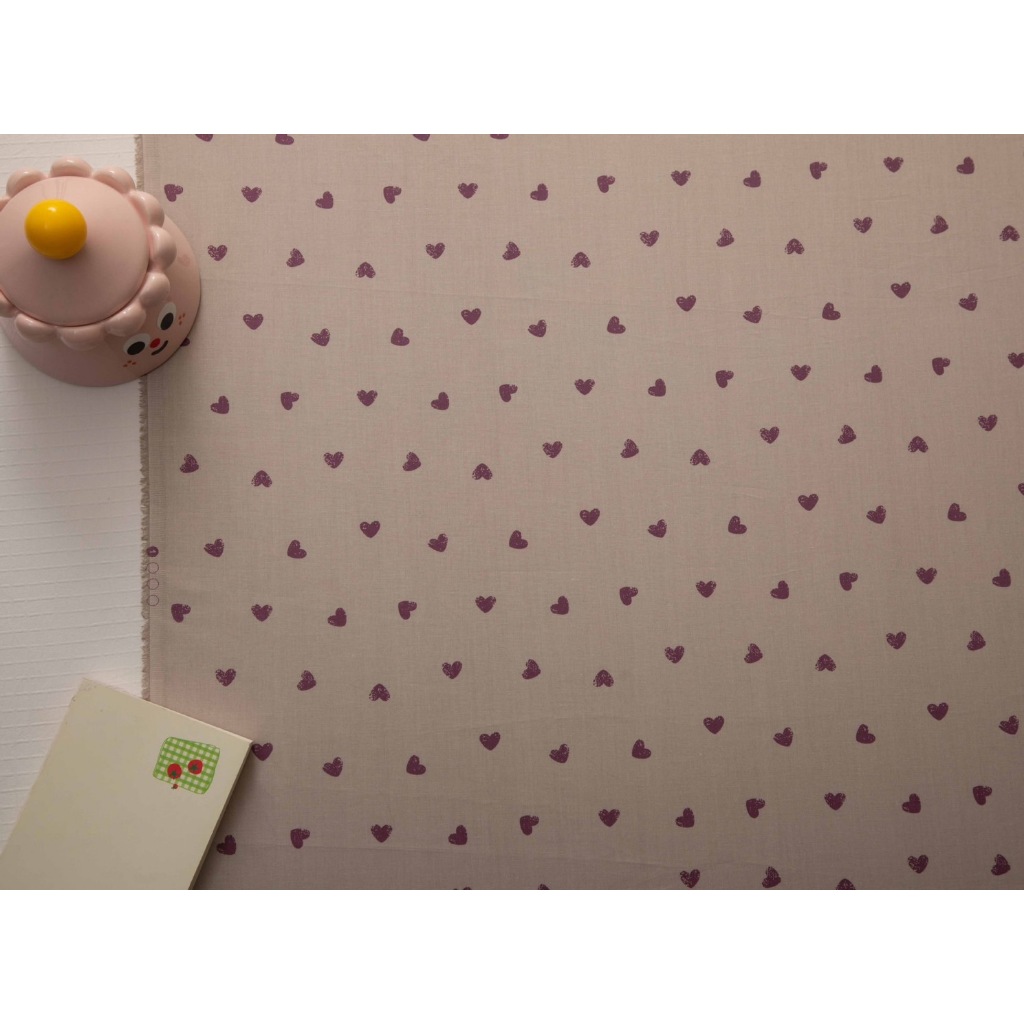 ผ้าคอตตอน 100% คอตตอนทอทวิล ผ้าเมตร ผ้าหน้ากว้าง 1.6 เมตร ลายหัวใจ