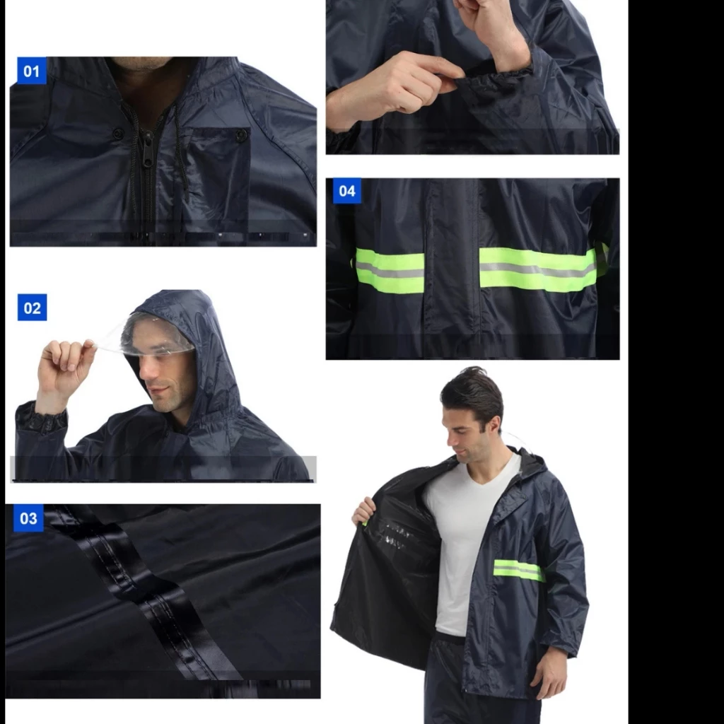 เสื้อกันฝน Alitech สีกรมท่า แถบสะท้อนแสง XL 2XL 3XL 4XL