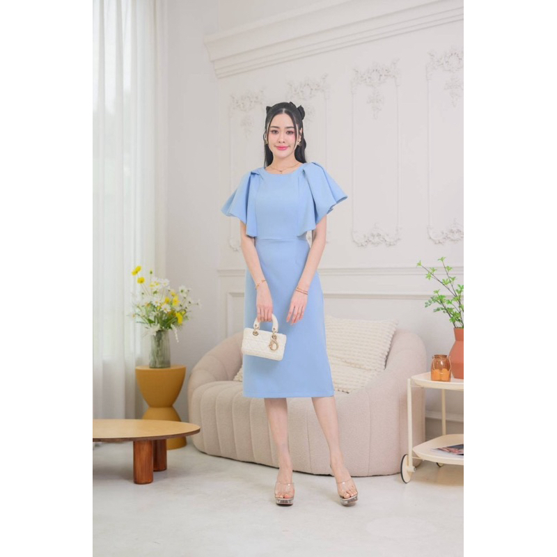 D38 ชุดออกงานแต่งแขนจีบระบายในตัว ใส่ทำงาน ออกงาน ดินเนอร์คาเฟ่ได้ Clothing