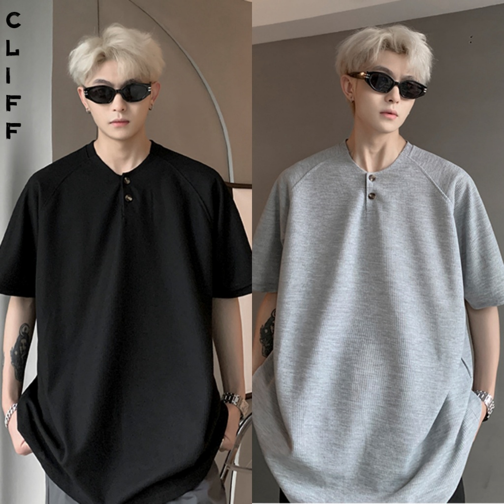 CLIFF เสื้อผู้ชาย เสื้อยืดคอกลม แฟชั่น เรียบง่าย ย้อนยุค ชุดคู่รัก แมทช์ลุคง่าย
