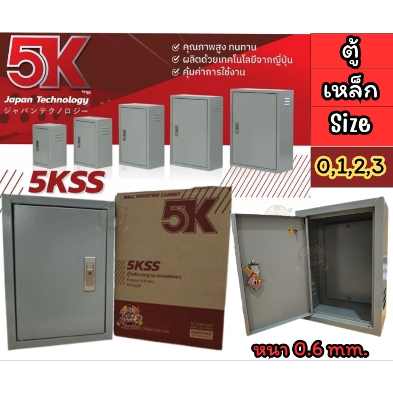ตู้เหล็ก 5K (ตู้ไฟสวิทช์บอร์ด IP 20) ตู้คอนโทรล ไซส์มาตรฐาน หนา 0.6 มิล 5KSS เบอร์ 0,1,2,3