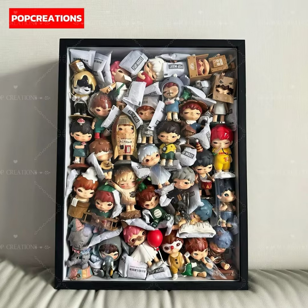 POPCREATIONS POPMART DIY Hirono Pop Bean กรอบรูป 21*30 กล่อง BOX ชั้นวางโชว์ กล่องโมเดล ตู้ใส่โมเดล