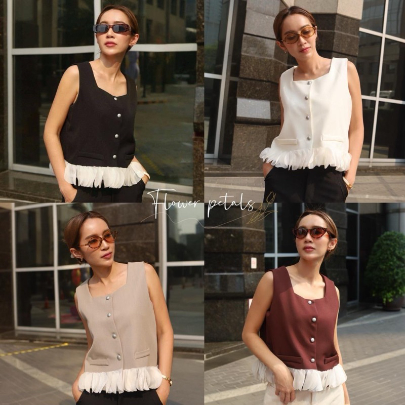 เสื้อกั๊กขอบระบาย รุ่นFlower petals🌷(B79)